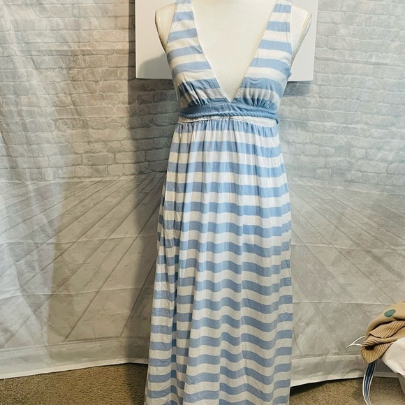 NAUTICA Maxi dress, Pima Cotton, Sz medium. Sleeveless blue and white striped. - Picture 7 of 7